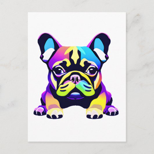 パグカラフルドッグパピー ポストカード (正面)
