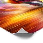 パグカラフルラインボー（ばちゃばちゃ）跳ねるアートforパグ・ラバー ポスター (角)