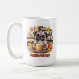 パグキンスパイスラテ - かわいい秋のパグのコーヒーデザイン コーヒーマグカップ