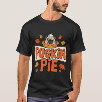 パグキンパイ ハッピーサンクスギビング パグ パンプキンパイ 面白い Tシャツ