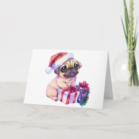 パグクリスマスカード サンキューカード (正面)