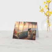 パグクリスマスクルーズ：パームのホリデーディライト カード (黄色い花)