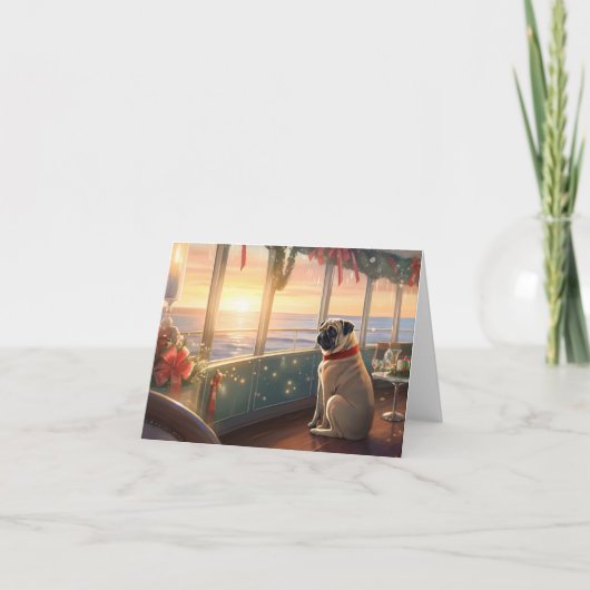 パグクリスマスクルーズ：パームのホリデーディライト カード (正面)