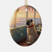 パグクリスマスクルーズ:パームのホリデーディライト セラミックオーナメント (右)