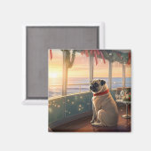 パグクリスマスクルーズ：パームのホリデーディライト マグネット (正面/裏面)