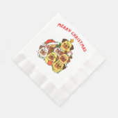 パグクリスマスツリーメリークリスマス 縁ありランチョンナプキン (角)