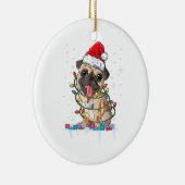 パグクリスマスツリーライトサンタドッグクリスマスギフトボーイ セラミックオーナメント (右)