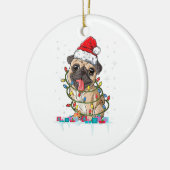 パグクリスマスツリーライトサンタドッグクリスマスギフトボーイ セラミックオーナメント (左)