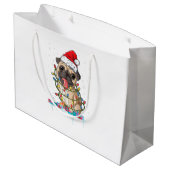 パグクリスマスツリーライトサンタドッグクリスマスギフトボーイ ラージペーパーバッグ (裏面アングル)