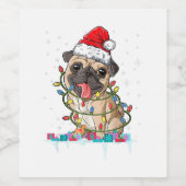 パグクリスマスツリーライトサンタドッグクリスマスギフトボーイ ワインラベル (シングルラベル)