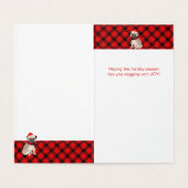 パグクリスマスドッグレッドとブラックプレイド (内部フラット)