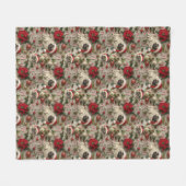 パグクリスマスパターン フリースブランケット (正面(横))