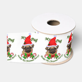 パグクリスマスメリー グログランリボン