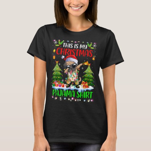 パグクリスマスライトサンタドッグこれが私のクリスマス Tシャツ (正面)