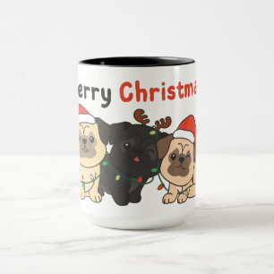 パグクリスマス動物かわいい犬メリークリスマスムー マグカップ
