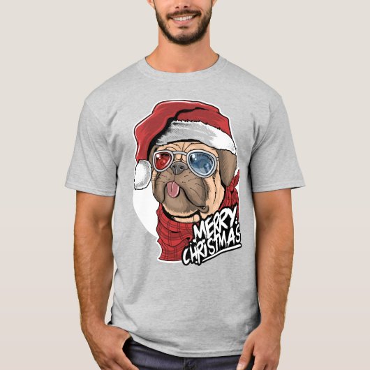 パグクールドグクリスマス Tシャツ (正面)