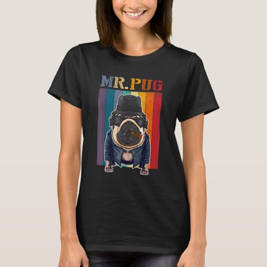 パグクール犬は子犬を育てる Tシャツ (正面)