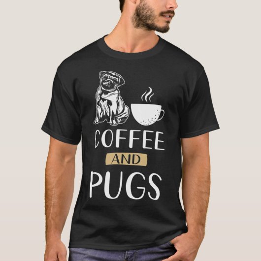 パグコーヒー子猫コーヒー中毒 Tシャツ (正面)