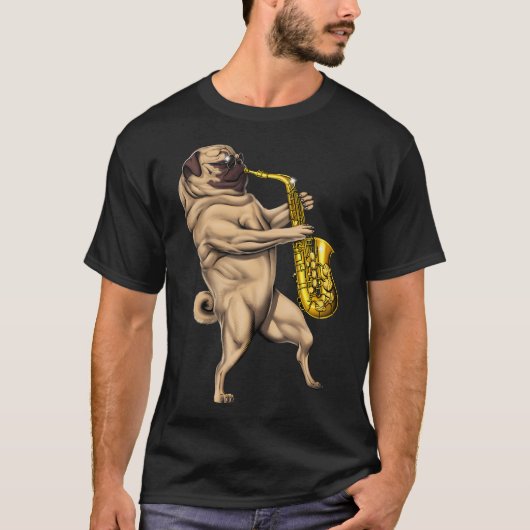 パグサックスプレーヤー Tシャツ (正面)