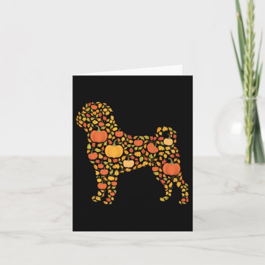 パグサンクスギビング犬の恋人秋コーヒーカボチャSpi カード (正面)