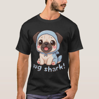 パグシャーク - サメのコスプレをしたかわいいパグ かわいいスタイル Tシャツ