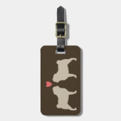 パグシルエットとハートパーソナライズされたドッグ恋人 ラゲッジタグ (正面縦)