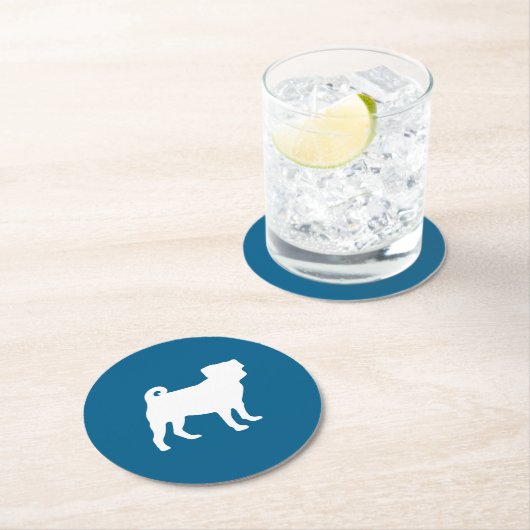 パグシルエットパピーベイビーシャワー ラウンドペーパーコースター (インサイチュ)