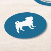 パグシルエットパピーベイビーシャワー ラウンドペーパーコースター (アングル)