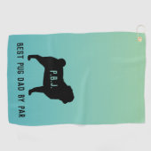 パグシルエット(カスタム文字) ゴルフタオル (横)