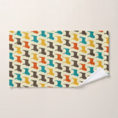 パグシルエット|レトロカラー犬種のパターン ハンドタオル (ハンドタオル)