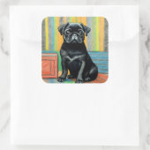 パグステッカー3"by3"マットまたは光沢6ピース スクエアシール (バッグ)