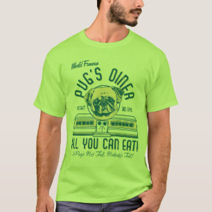 パグズダイナーヴィンテージレトロスタイルパグティーズ(ファウン) Tシャツ