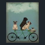 パグタンデム ポスター<br><div class="desc">FabfunkyによるPug Tandem。スチームパンクのスタイルで自転車に乗っお洒落たパグを特徴とする。 | 192044D</div>