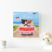 パグドグバレンタインズデイトラックハート スクエア壁時計 (ホーム)