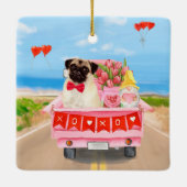 パグドグバレンタインズデイトラックハート セラミックオーナメント (裏面)