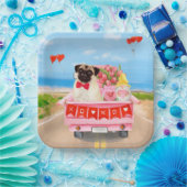 パグドグバレンタインズデイトラックハート ペーパープレート (パーティー)