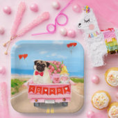 パグドグバレンタインズデイトラックハート ペーパープレート (パーティー)