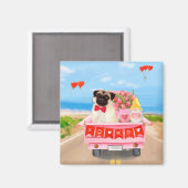 パグドグバレンタインズデイトラックハート マグネット (正面/裏面)