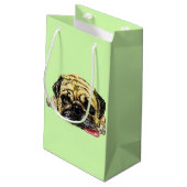 パグドッグおもしろい抱き枕 – お客様のカラーまたは文字 スモールペーパーバッグ (裏面アングル)