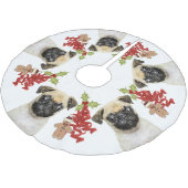 パグドッグおもしろい祭りクリスマス |白 ブラッシュドポリエステルツリースカート (アングル)