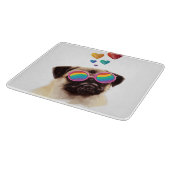 パグドッグとハートバレンタインデー カッティングボード (角)