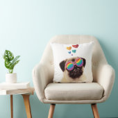 パグドッグとハートバレンタインデー クッション (椅子)