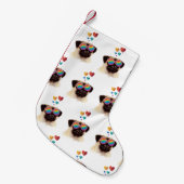 パグドッグとハートバレンタインデー スモールクリスマスストッキング (正面 (吊り時))