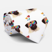 パグドッグとハートバレンタインデー ネクタイ (ロール)