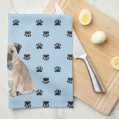 パグドッグの足跡の模様 キッチンタオル (四つ折り)