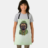 パグドッグウェアグリーンフード付きスウェットシャツ エプロン (インサイチュ)