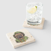 パグドッグウェアグリーンフード付きスウェットシャツ ストーンコースター (横)