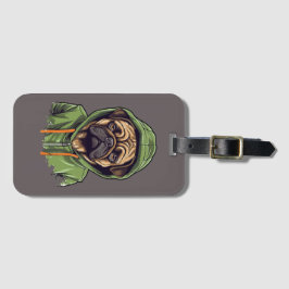 パグドッグウェアグリーンフード付きスウェットシャツ ラゲッジタグ