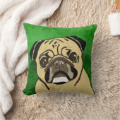 パグドッグウォーターカラーアートポートレート クッション (ブランケット)