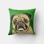 パグドッグウォーターカラーアートポートレート クッション (裏面)